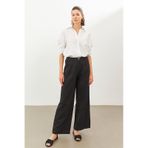 Stella Pulvis Siyah Keten Yüksek Bel Wide Leg Pantolon