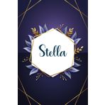 Stella: Taccuino personalizzato con il nome Stella | Regalo di compleanno per moglie, mamma, sorella, figlia ... | Foglie blu | 110 pagine a righe, Piccolo formato 6x9 pollici (15,24 x 22,86 cm)