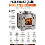 Stelund Paslanmaz Çelik Kamp Ocağı – Mini Ateş Çukuru, Taşınabilir Outdoor Kamp Sobası