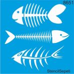 Stencil Sepeti Kılçıklı Desen - Stencil Boyama Şablonu 20X20CM - Beyaz