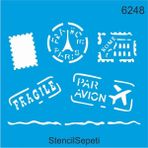 Stencil Sepeti Posta Pulu - Stencil Boyama Şablonu 20X20CM - Beyaz