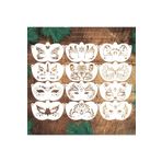 STENCİLTASARIM Stencil Tasarım 12 Adet SL094 Çocuk Yüz Boyama Maskeleri SET:47 Pasta, Ahşap, Yüz Boyama Şablonu