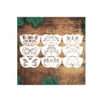 STENCİLTASARIM Stencil Tasarım 9 Adet SL088 Çocuk Yüz Boyama Maskeleri SET34 Pasta, Ahşap, Yüz Boyama Şablonu