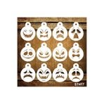 STENCİLTASARIM Stencil Tasarım St481 Halloween 12 Li Set Yüz boyama, Pasta,kurabiye, Kek Süsleme Şablonları