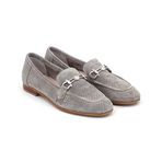 Step By Step 090-20451 Gri Hakiki Deri Loafer Kadın Babet