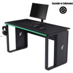 Stepgamer Amiral RS7 Profesyonel Oyuncu Masası – 18mm Siyah Melamin, RGB LED, Kulaklık Aparatlı, 67x138 cm, Çelik Ayaklı, 75 cm