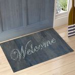 Stepmat Ahşap Welcome Yazılı Çift Taraflı Kauçuk Kapı Önü Paspası