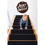 Stepmat Halifleks Yapışkan Tabanlı Merdiven Basamak Paspası Rip Halı Kaymaz Tabanlı/Adet Olarak Satılır (Siyah)