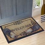 Stepmat Welcome ve Terlik Desenli Çift Taraflı Kauçuk Kapı Önü Paspası