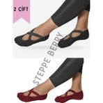 Steppe Berry 2 Çift Pilates ve Yoga Çorabı - 36 - 39