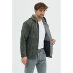 steppe rıder Erkek Oversize Fermuarlı Kapüşonlu Örme Harf Desenli Kalın Ceket Overshirt