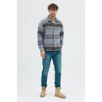 Steppe Rider Erkek Oversize Kalın Kışlık Etnik Kilim Desenli Ceket Gömlek Overshirt - 01 Mavi