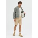 Steppe Rider Erkek Oversize Pamuk Melanjlı Kalın Kışlık Ceket Gömlek - Dayanıklı Cepli Overshirt - 02Y-Yeşil - Relax Fit