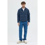 Steppe Rider Erkek Oversize Pamuk Melanjlı Kalın Kışlık Ceket Gömlek - Dayanıklı Cepli Overshirt - Relax Fit - 001-Lacivert - XL