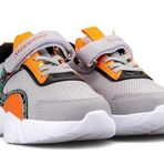STEPPİNG 113 Numara 34 Filet Cırtlı Ünisex Çocuk Sneaker Ayakkabı BUZ GRİ_SİYAH_ORANJ (Buz Gri_Siyah_ Oranj, 34)