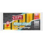 Stepy Black Oluklu Bulaşık Süngeri 5'li - Siyah