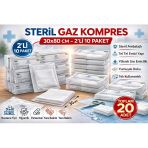 Steril Kompres 30X80 Cm 2'Li 10 Paket Tel Tel Spanç Steril Gazlı Bez Yara Bakım Kompresi