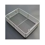 Sterilizasyon tepsisi paslanmaz çelik 304 saplı, dezenfeksiyon sepeti delikli hastaneler ve klinikler için, tıbbi alet depolama, 30 x 20 x 3 cm