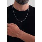 Sterling Silver Aura Gümüş 1.8mm Forse Kolye Bileklik Set 925 Ayar Gümüş