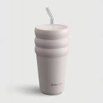 Stevig 3 Bubble Two-Cap Straw Tumbler Çelik Termos 600 ml Crushed Rock ST-244 - Bej - 0,60 lt
