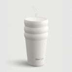 Stevig 3 Bubble Two-Cap Straw Tumbler Çelik Termos 600 ml White Stone ST-249 - Beyaz - 0,60 lt