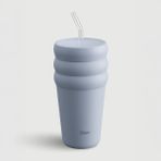 Stevig 3 Bubble Two-Cap Straw Tumbler Çelik Termos 600 ml Zen Blue ST-246 - Mavi - 0,60 lt