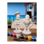 Stexai 12 cm Boyanabilir Dekoratif Figür Seti – Eğlenceli Hobi & Masaüstü Süs Biblo (2’li Set) + 9 Renk Boya + 2 Fırça