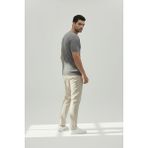 STG Erkek Slim Fit Fitilli Triko Tişört Kısa Kollu Bisiklet Yaka Modern Basic T-Shirt - Gri