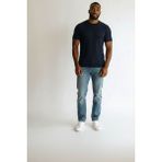 STG Erkek Slim Fit Fitilli Triko Tişört Kısa Kollu Bisiklet Yaka Modern Basic T-Shirt - Lacivert