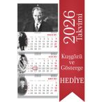 Sticker Art 2026 Atatürk Gemici Denizci Duvar Takvimi 33 x 77,5 cm Üç Parça Spiralli Tasarım