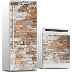 Sticker Art Buzdolabı ve Bulaşık Makinası Beyaz Eşya Sticker Kaplama Tuğla Duvar
