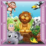 Sticker Art Çocuk Odası Bebek Odası Pencere Poster Duvar Kağıdı Hayvanlar Alemi