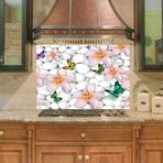 Sticker Art Mutfak Duvar Tezgah Arası Ocak Arkası Sticker Kaplama Taş Kelebekler