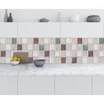 Sticker Art Mutfak Tezgah Arası Folyo Fayans Kaplama Folyosu Kare Çiçek 60x200 CM