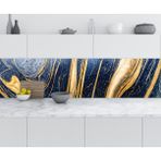 Sticker Art Mutfak Tezgah Arası Folyo Fayans Kaplama Folyosu Lüks Mavi Altın 60x200 CM