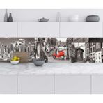 Sticker Art Mutfak Tezgah Arası Folyo Fayans Kaplama Folyosu Retro Siyah Beyaz Şehir 60x300 CM