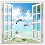 Sticker Art Pencere Poster Duvar Kağıdı Deniz Sahili Manzara Yapışkanlı Sticker