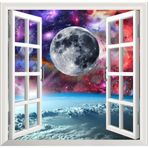 Sticker Art Pencere Poster Duvar Kağıdı Uzay Manzarası 1 Yapışkanlı Sticker