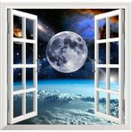 Sticker Art Pencere Poster Duvar Kağıdı Uzay Manzarası 2 Yapışkanlı Sticker