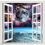 Sticker Art Pencere Poster Duvar Kağıdı Uzay Manzarası 3 Yapışkanlı Sticker