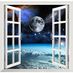 Sticker Art Pencere Poster Duvar Kağıdı Uzay Manzarası 4 Yapışkanlı Sticker