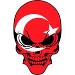 Sticker Atölyesi Türk Bayrağı Kurukafa Sticker - 13062 - Renkli - 10 x 6.5 cm