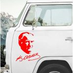 Sticker Dizayn Atatürk Silüeti ve Imza Sticker - Mustafa Kemal Atatürk Başbuğ Imza Sticker - Araba Oto Motosiklet Karavan Cam Sticker - 00391 - Kırmızı - 12x10 Cm