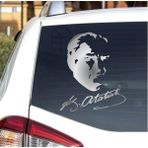 Sticker Dizayn Atatürk Silüeti ve Imza Sticker - Mustafa Kemal Atatürk Başbuğ Imza Sticker - Araba Oto Motosiklet Karavan Cam Sticker - 00391 - Krom - 25x21 Cm