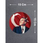 Sticker Dizayn Atatürk ve Türk Bayrağı Sticker, Gazi Mustafa Kemal Atatürk Sticker, Araba Oto Motosiklet Karavan Sticker 00629 - 15x15 Cm - Renkli