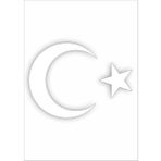Sticker Dizayn Ay Yıldız Sticker Türk Bayrağı Sticker 00323 - 60x44 Cm - Beyaz