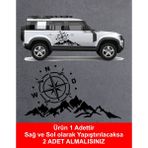Sticker Dizayn Dağ ve Pusula Sticker - 4x4, Offroad, Kamp Sticker - Araba Oto Motosiklet Karavan Etiket 02171 - 60x33 Cm - Siyah