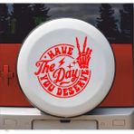 Sticker Dizayn Hak Ettiğin Günü Yaşa Sticker - Have The Day You Deserve Sticker - Araba Oto Cam Motosiklet Karavan Sticker - 00230 - Kırmızı - 15x14 Cm