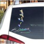 Sticker Dizayn Hologramlı Janjanlı Atatürk Silüet ve Imza Sticker 02525 - 20x16 Cm - Çok Renkli