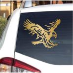 Sticker Dizayn Kartal Sticker - Eagle Beşiktaş Kanatlı Uçan Kartal Sticker - Araba Oto Motosiklet Karavan Cam Sticker - 00326 - Altın - 15x12 Cm